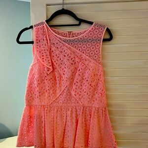 Lilly Pulitzer Diara Pink Eyelet Top Size 8 NWT